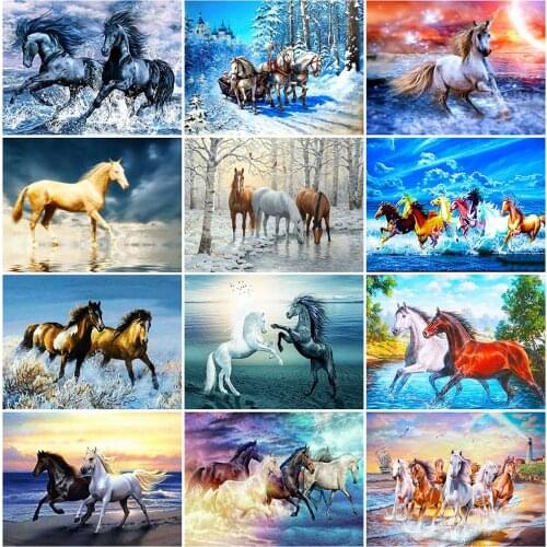 Full Square 5D Diy Diamond Painting Animal Horse Home Decor Art 3D Diamond Embroidery Kit Cross Stitch Rhinestone Mosaic Picture