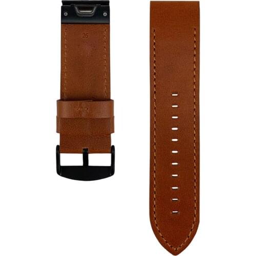 GORPIN Fenix 6X Band, 26mm Genuine Leather Quick Fit Watch Strap for Garmin Fenix 5X Plus Fenix 6X Pro Bracelet, Brown