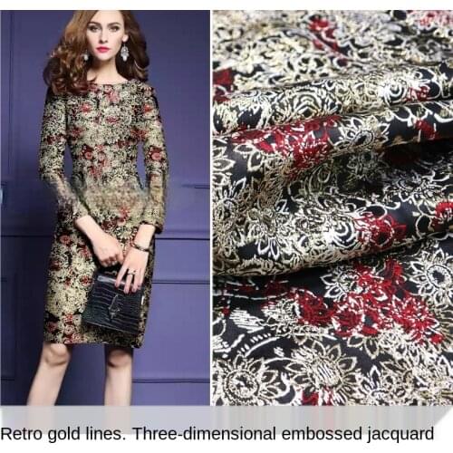 Retro gold silk three-dimensional embossed yarn-dyed jacquard fashion fabric Sewing fabric factory store is not out of stock