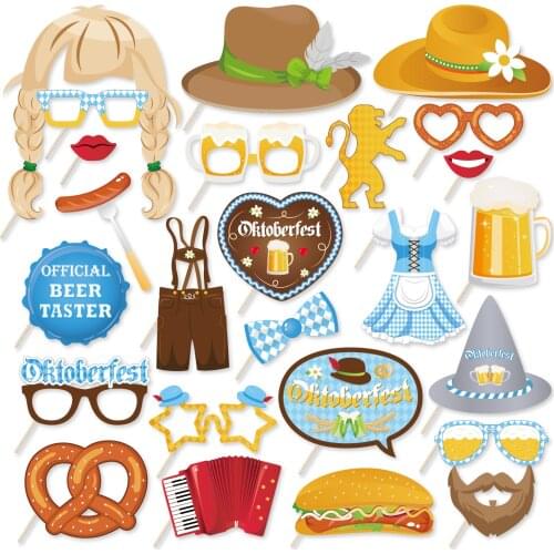 DIY Happy German Oktoberfest Party Carnivals Photobooth Props Party Germany Beer Paper Photobooth Props Party Decorations