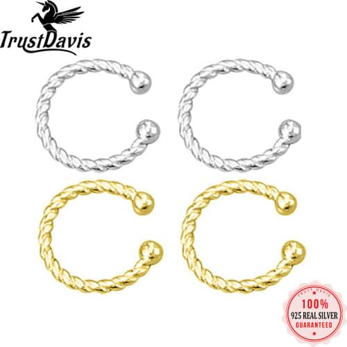 ElfoPlataSi Real 925 Sterling Silver Sweet INS Twist Ear Cuff Clip On Earring For Women Wedding S925 Jewelry Wholesale DA1864