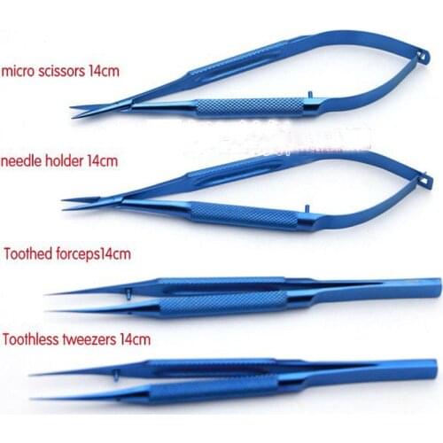 Titanium microsurgical instruments 14cm outside hand microsurgery instruments Kit (invoicing )scissors needle holder forceps