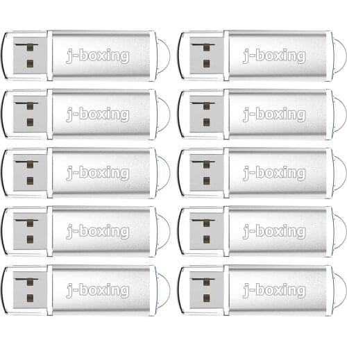 J-boxing 10PCS 1GB USB Flash Drives Bulk 2GB Rectangle Thumb Drives 4GB 8GB USB 2.0 Sticks 16GB 32GB Pendrive with Cap Silver