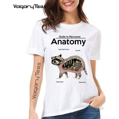 Vagarytees Anatomy Of A Raccoon Womens T Shirt Funny Animals Graphic Female Cute Tee Shirt Short Sleeve T-Shirts Present Clothe