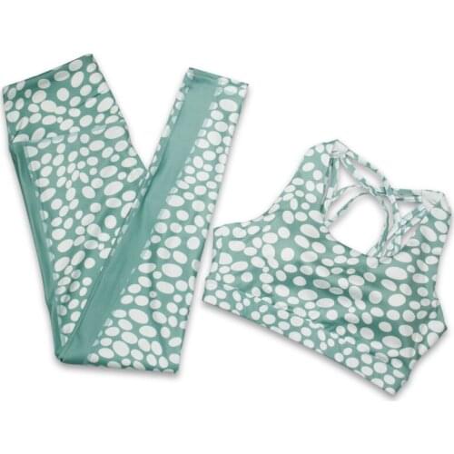 Dotted Women Yoga Suits 2 Pieces Sports Top Bra Pad High Waist Leggings Gym Wear Running Fitness Sets Workout Clothing,LF270