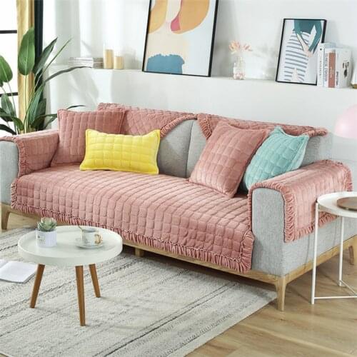 Winter Pure Color Plush Sofa Cushion Nordic Simple Modern Non-slip Cushion Fashion Flannel Sofa Cover Towel Can Be Vustomized