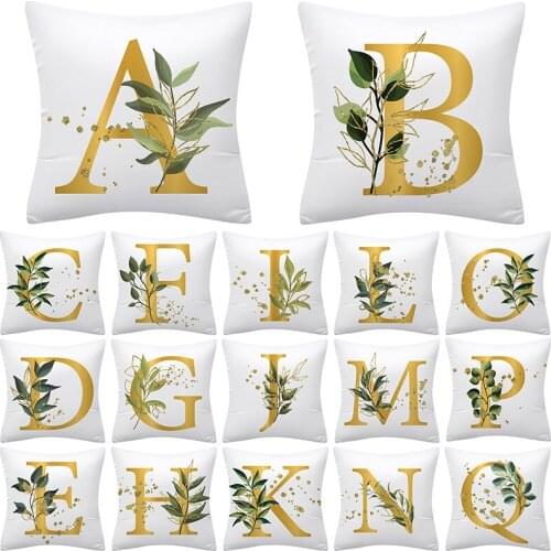 1Pcs Flower Alphabet Letter Decorative Cushion Cover Peach Skin Throw Pillowcase 45x45cm Sofa Home Decorative PillowCover