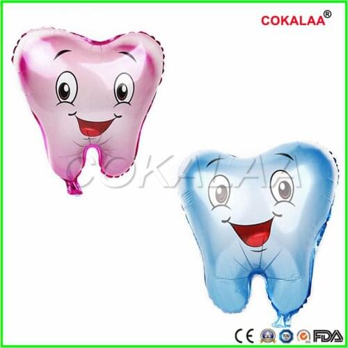 100 pieces/lot New Cartoon Tooth Shaped Aluminum Balloons Holiday Party Wedding Decoration Balloons Self-sealing dental gift