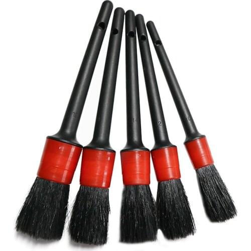 2020 New 5PCS Multi-Functional Natural Boar Hair Car Detailing Brushes Cleaning Tool for Washing Slit Seat Interior Gap Rims