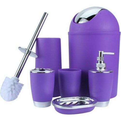 6Pcs Bathroom Accessories Set Bath Toilet Brush Lotion Bottles Holder Soap Dish Soap Dispenser Durable Secure