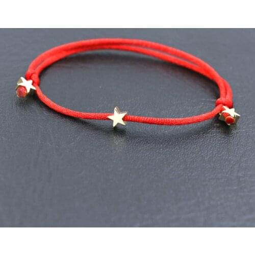 Handmade Copper Gold Color Love Star Charm Bracelet Thin Red Rope Thread String Chakra Bracelets For Men Women Couples Jewelry