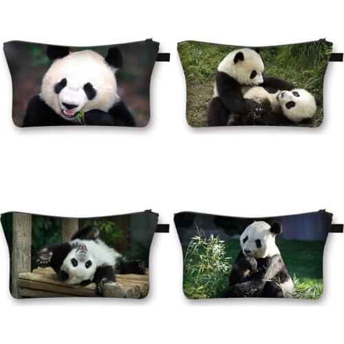 Cute Panda Print Water Resistant Cosmetic Case Woman Organizer Catoon adies Beauty Makeup Bag