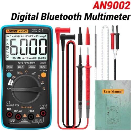 AN9002 Digital True RMS 6000 Counts Bluetooth Multimetro AC/DC Current Voltage Tester Professional Auto-Range Multimeter
