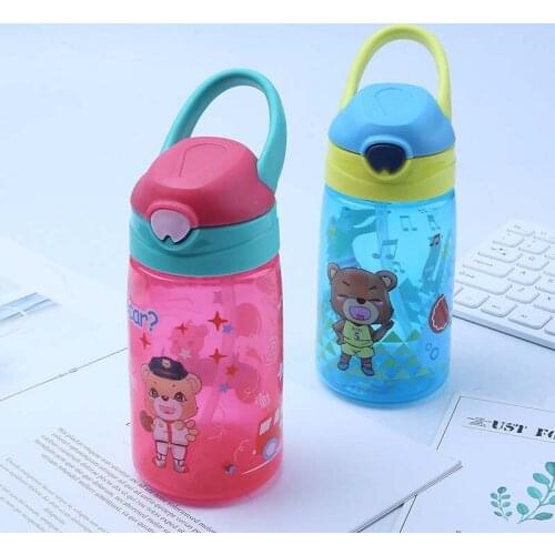 Children Training Cups 430ml Baby Bottle Kids Cup Silicone Sippy Cute Babe Drinking Water Straw Handle Feeding Bottle