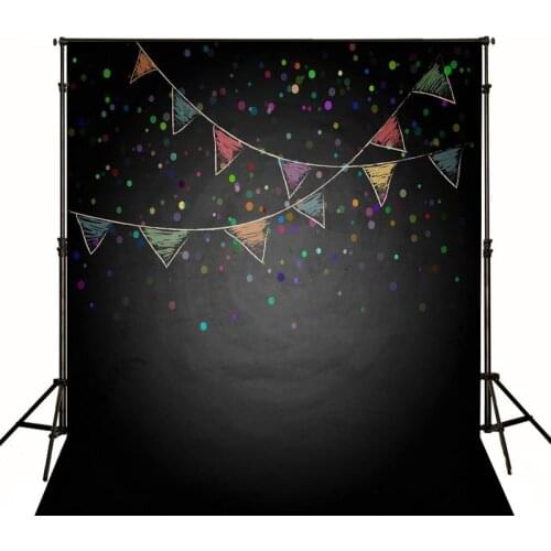 Blackboard Photography Chalk Picture Kids Birthday Backdrop Colorful Spot with Flags Background Custom Name and Date with Wish