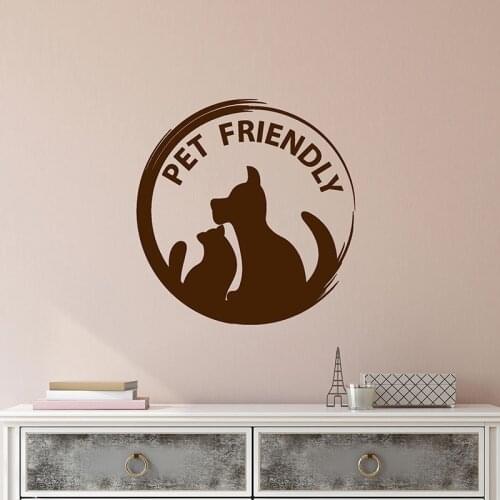 Pet Friendly Wall Decal Animals Words Cat Dog Logo Cafe Pets Shop Interior Decor Vinyl Door Window Stickers Art Wallpaper Q985
