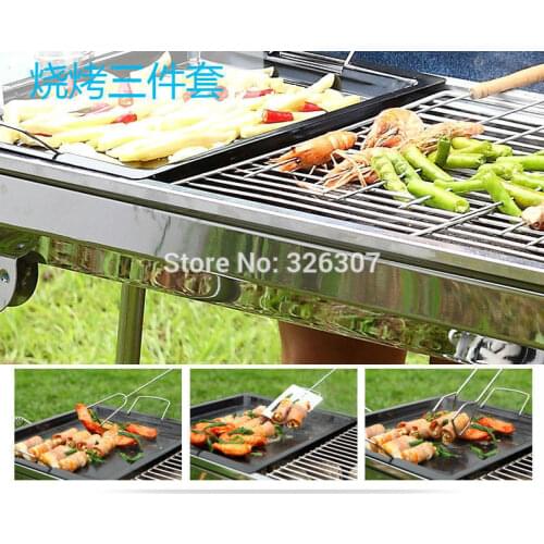 Outdoor barbecue tools accessories food meat clip roastring clamp fork shovel BBQ picnic camping kitchen party wood habdle
