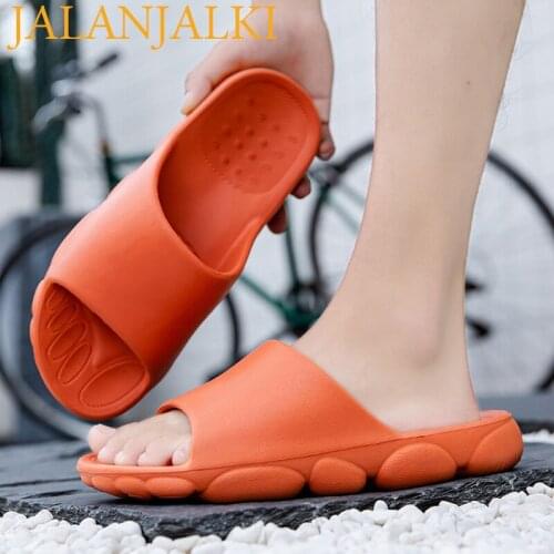 JALANJALKI Fashion Men Slippers Summer Outdoor Non-slip Thick Sole Women 36-45 Couple Beach Casual Slides Male EVA Light Shoes