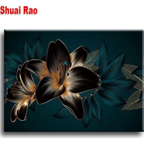 Black Gold Plant Leaf 5d DIY Diamond Painting Full Square/Round Diamond Embroidery Cross Stitch Mosaic Rhinestone Picture