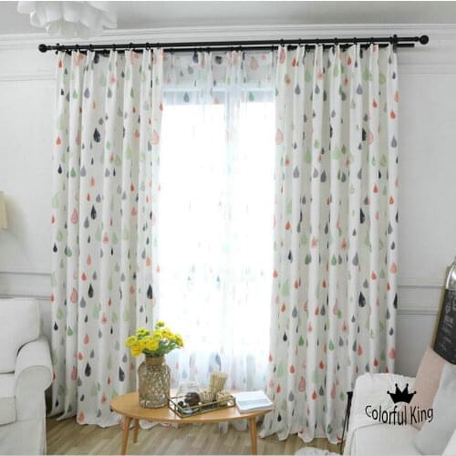 COLORFUL KING Modern Style Abstract Cute Raindrops Curtains Blackout Curtains For Living Room Window Curtains for Bedroom