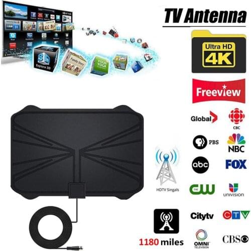 Indoor TV Antenna With Amplifier Signal Booster 4K Digital HDTV 1180 Miles Range HD TV Antenna Aerial DVB-T2 Universal Connector