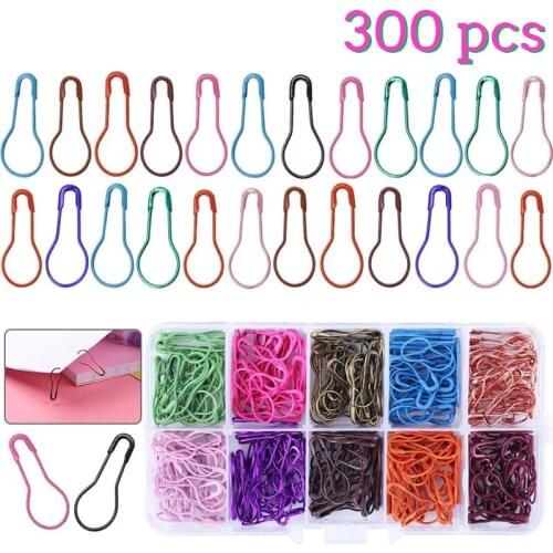 LMDZ 300 Pcs Bulb Pins Calabash Stitch Markers Metal Safety Pins Pear Shaped Pins Calabash Pins Hangtag Pins with Storage Box