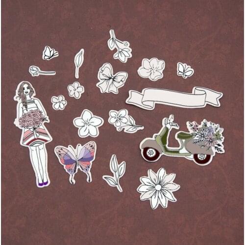 Flower Delivery Girl Metal Cutting Dies Stamps Dies Scrapbooking Mold Cut DIY Handmade Tools Craft Decoration Stamps and Dies