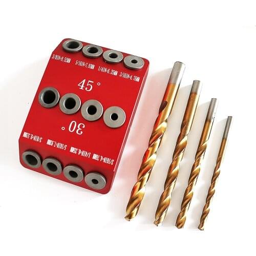 30/45/90degree Pocket Hole Drill Guide Dowel Jig Multi-angle Oblique Hole Puncher Locator Drilling Kit Woodworking Tools