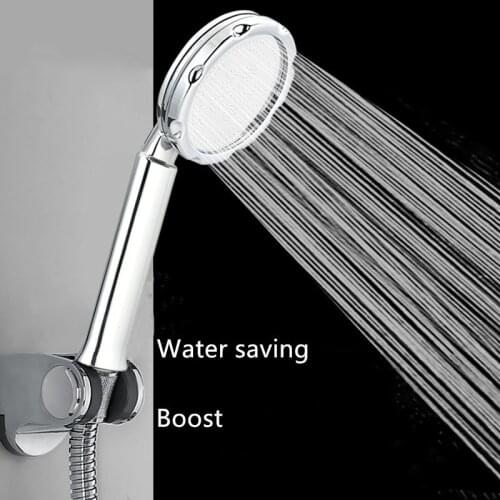 Shower Head Pressurized Water-saving ABS Round Adjustable Removable Stainless Steel Plating Plate Spray SPA Bath Shower Head