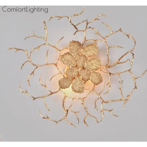 Nordic Copper Wall Lamp Brass Tree Branch Wall Light Modern Gold Luxury Wall Sconce Lamp Lighting for Living Room Vanity Light