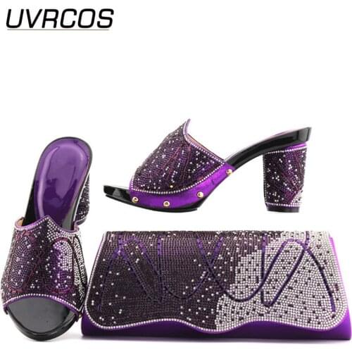 New Arrival Winter talian design Shoes with Matching Bags for Wedding Italy Nigerian Women Wedding Shoe and Bag Set Slippers