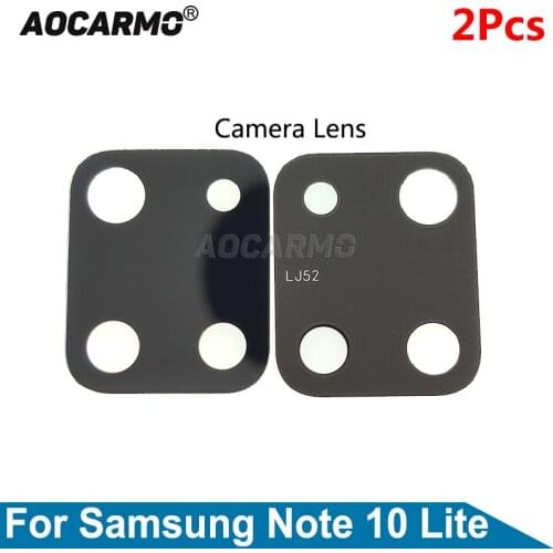 Aocarmo 2Pcs Rear Back Camera Lens With Adhesive For Samsung Galaxy Note 10 Lite 10+ Replacement Parts