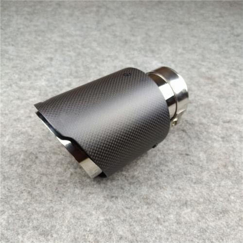 One Pcs Car Universal Straight Edge Matte For Akrapovic Exhaust Pipe Muffler Tip Carbon Fiber+Stainless Steel Tailpipe Nozzle