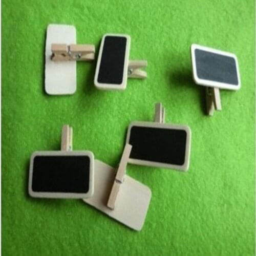 Wholesale 10pcs/pack 4cm * 2cm * 0.2cm Mini Wooden Blackboard Chalkboard Stand Wedding Party Table Decor Tags