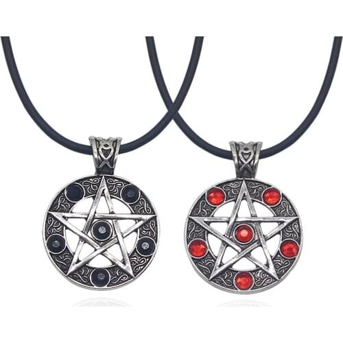 Supernatural star Necklace Black Butler satan Pentagram Pentacle Pendants collars Vintage Punk Neck Chain for Men Gothic Jewelry