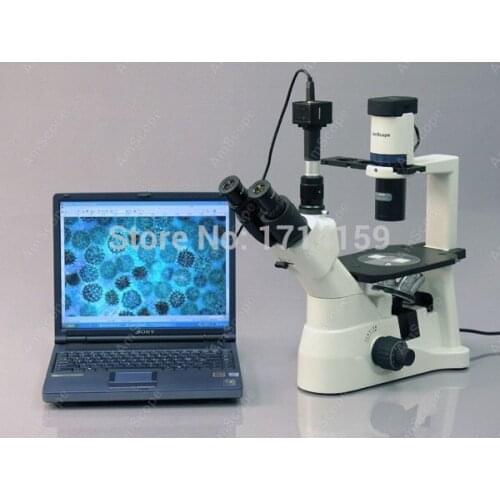 Vets and doctors-AmScope Supplies 40X-900X Phase Contrast Inverted Microscope with 9MP Camera