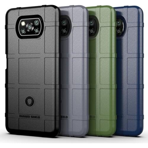 Rugged Shield Back Cover for Xiaomi POCO X3 NFC Case Silicone Shockproo Armor Case for Pocophone X3 nfc Case X2 M2 F2 Pro Cover