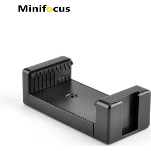 Adjustable Phone Holder Vlog Phone Clip with 1/4 Inch Screw Hole Extending Cold Shoe for 5.6-8.5cm Width Smartphone Vlogging