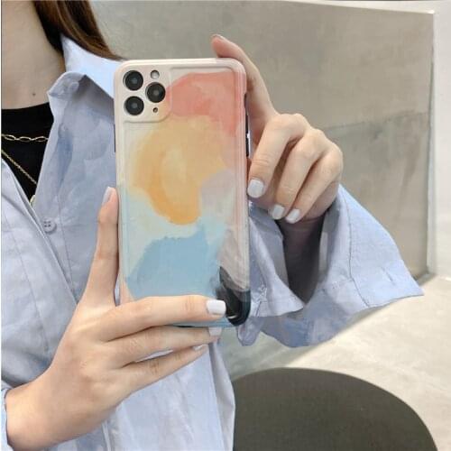 Retro mystery Color render watercolor japanese Phone Case For iPhone 12 11 Pro Max Xr Xs Max 7 8 Plus 7Plus case Cute Soft cover