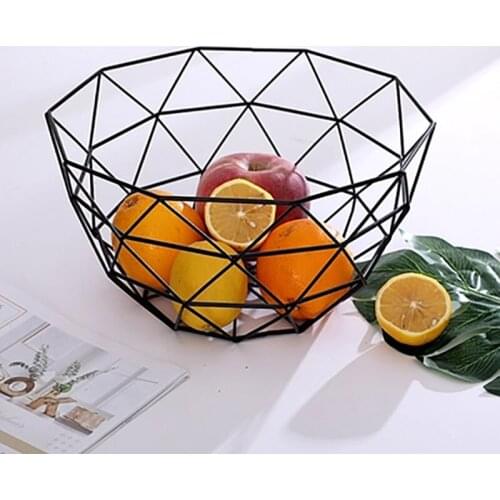 Nordic Kitchen Basket Container Bowl Metal Wire Basket Kitchen Drain Rack Fruit Vegetable Storage Holder Snack Tray Storage Bowl