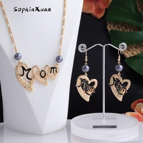 SophiaXuan New Design Hawaiian Polynesia Jewelry Set Love Heart Earrings Necklaces Sets Jeweler for Women Mothers Day Gifts New
