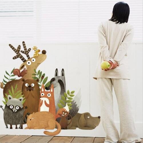 Forest Animals Elk Fox Rabbit Wall Sticker for Kids Room Children Wall Decal Nursery Bedroom Decor Poster Mural Art