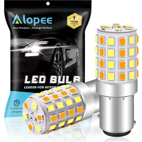 2-Pack 1157 BAY15D 1034 7528 2057 2357 White / Amber Switchback LED Bulb 54 SMD for Daytime Running Light Turn Signal Blinkers