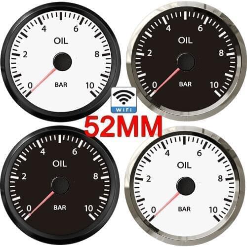 WiFi Oil Pressure Meter 0-10 Bar New Oil Press Gauge 52mm For Motorcycle Car Marine Boat Support Mobile Phone WiFi Connection