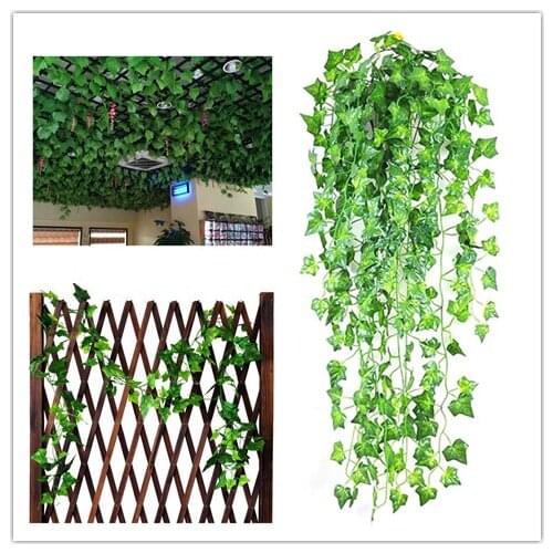 2.5m Green Artificial leaf vine ivy plant Plastic Silk cloth Boston ivy leaf green vines home hotel decoration greenery plant