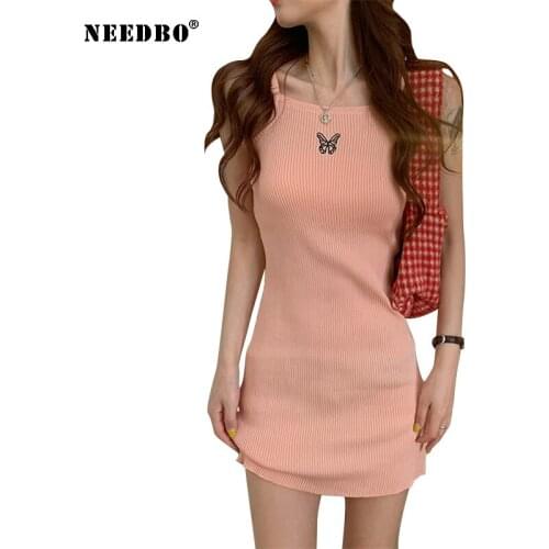Slip Women Mini Dress Sexy Bodycon Dress Butterfly Knitted Club Dresses Party Night Elegant Women Clothes Summer Streetwear 2021