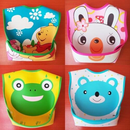 1PCS Waterproof Baby Bibs PVC Baby Bibs Cartoon Animal PVC Bibs Infant Saliva Towels WZ18