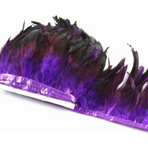 10Meters Purple Chicken Rooster Tail feather trim Ribbon 10-15CM pheasant feathers Trim plumas carnaval Wedding Decoration
