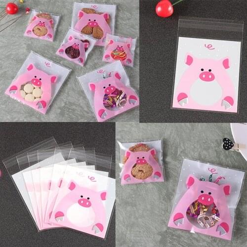 100pcs Self Adhesive Cookie Candy Package Gift Bags Cellophane Birthday Cookie bags Biscuits Snack Baking Package Supplies