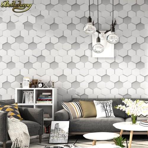 Beibehang Nordic 3D Abstract Geometric Hexagon Textured Hive Wall paper Bar Personality Cafe Background Wallpaper roll flooring
